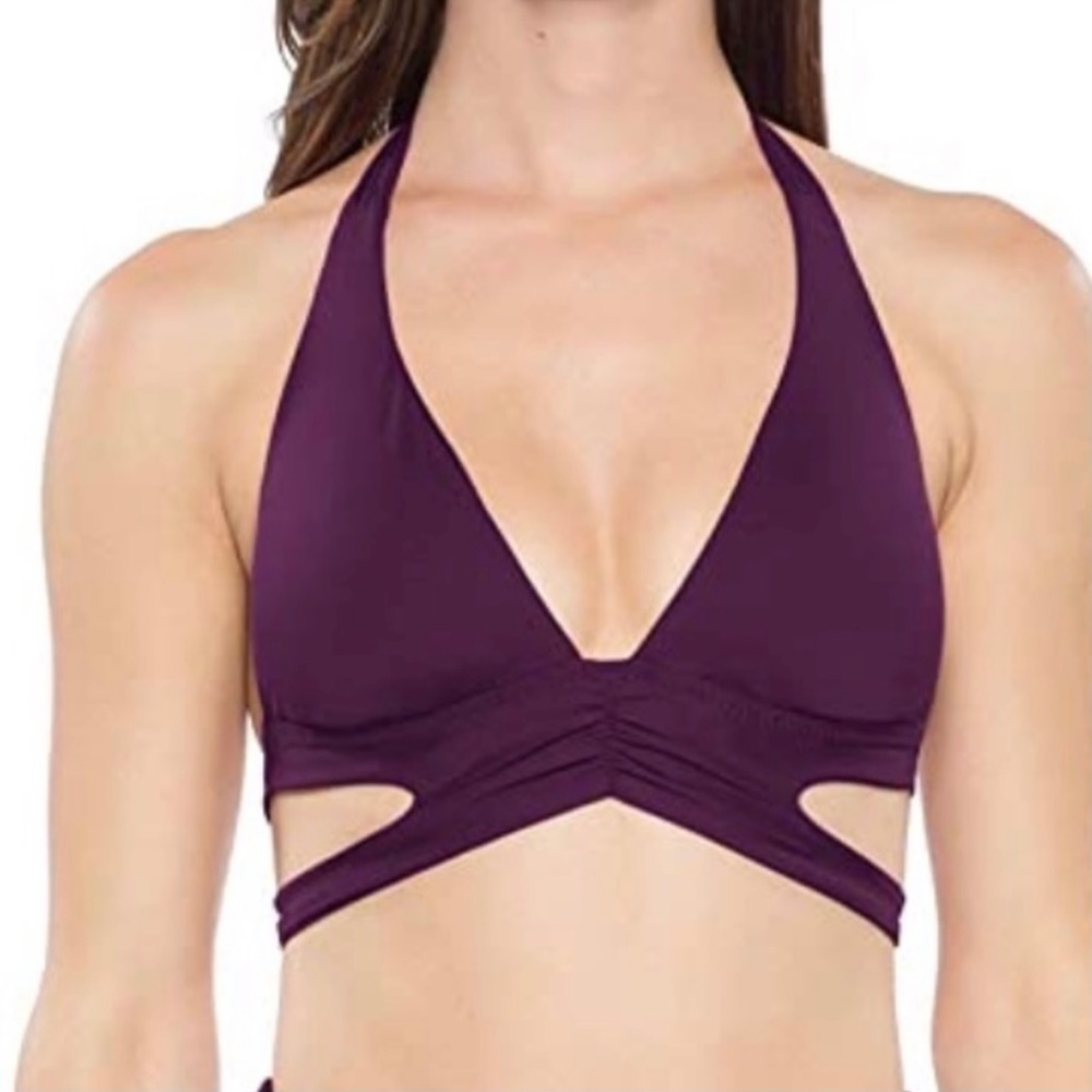 Becca Banded Halter in Mulberry, D Cup, NWT